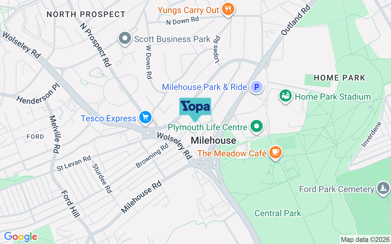 Map showing the location of PL2 3EN