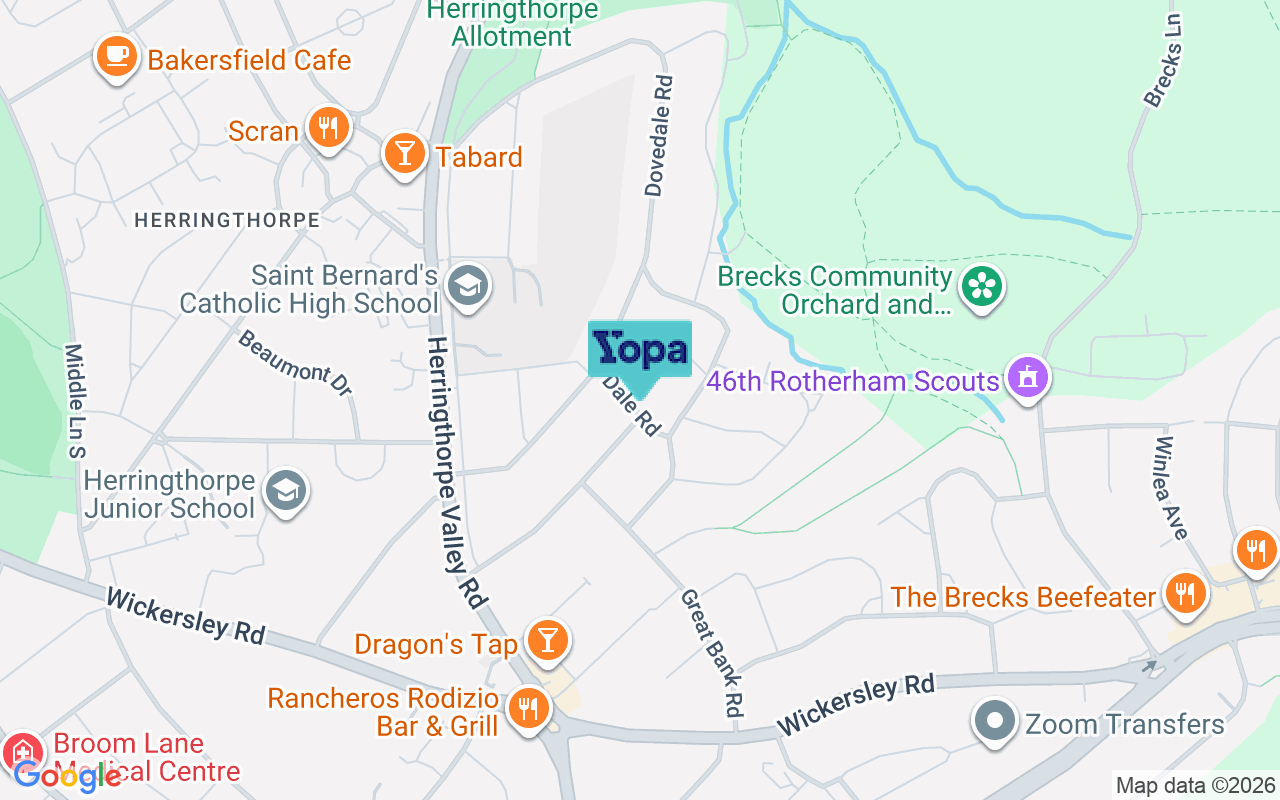 Map showing the location of S65 3BZ