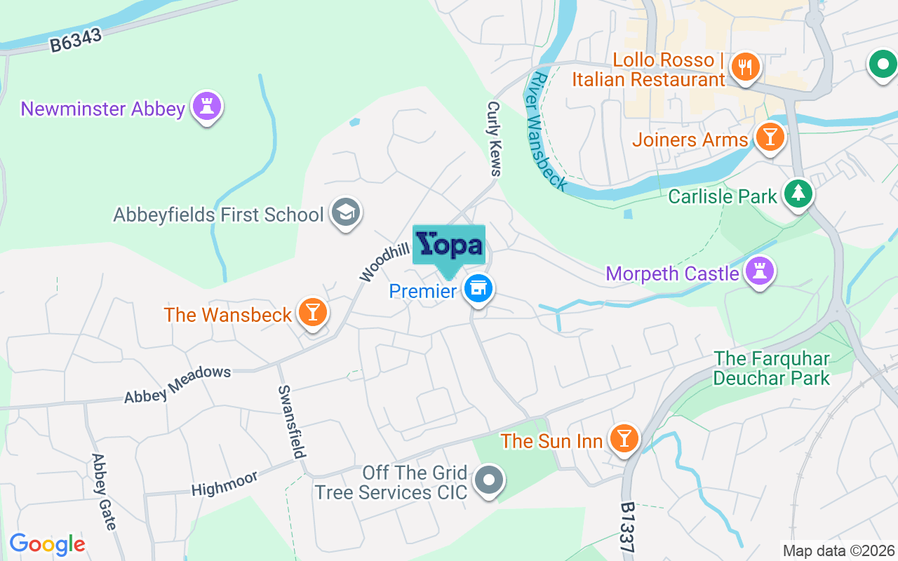 Map showing the location of NE61 2NB