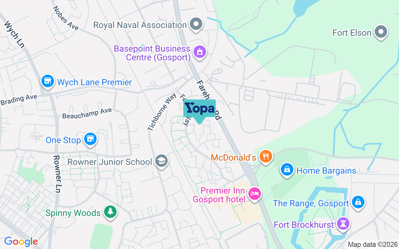 Map showing the location of PO13 0ZD