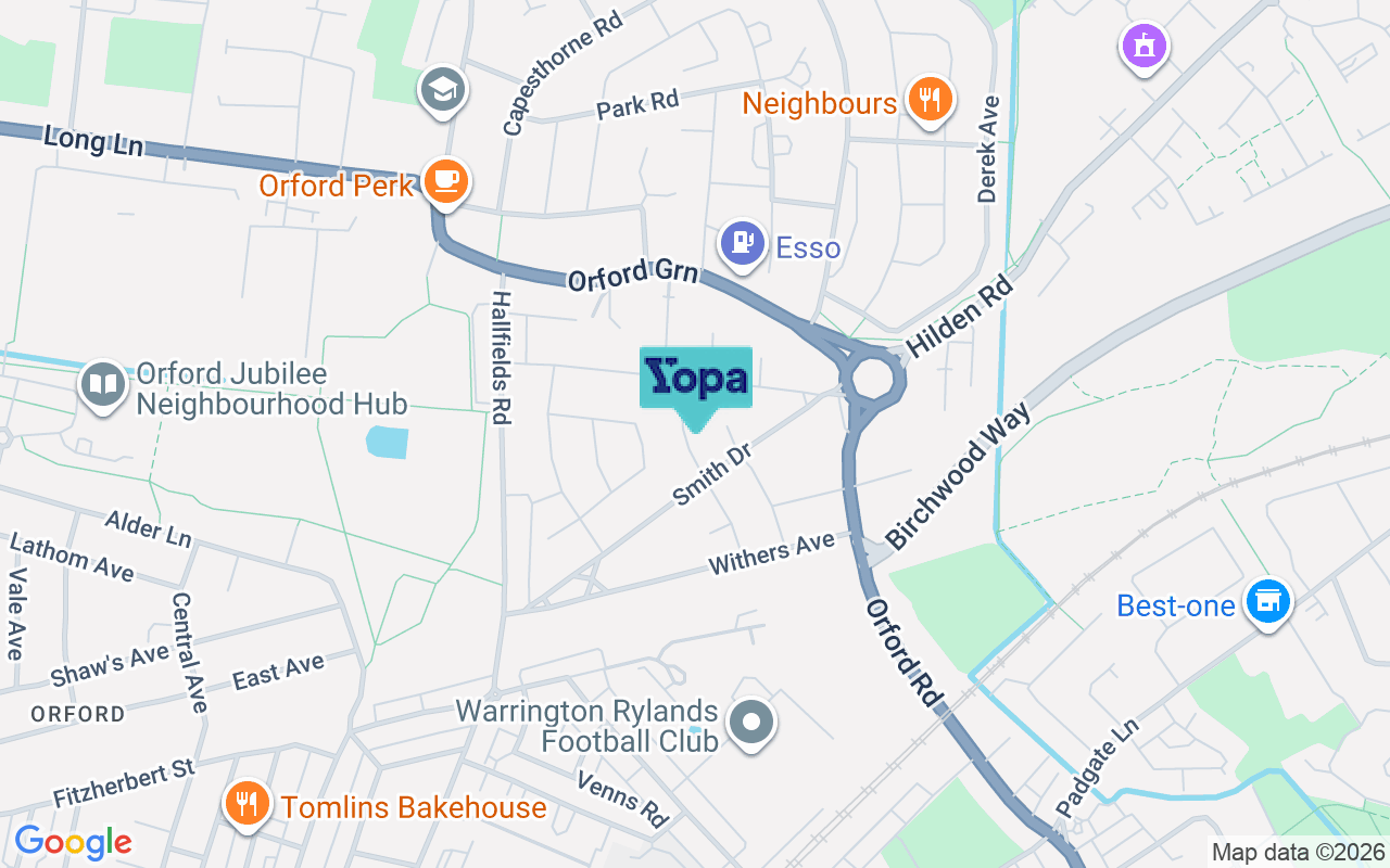 Map showing the location of WA2 8EP
