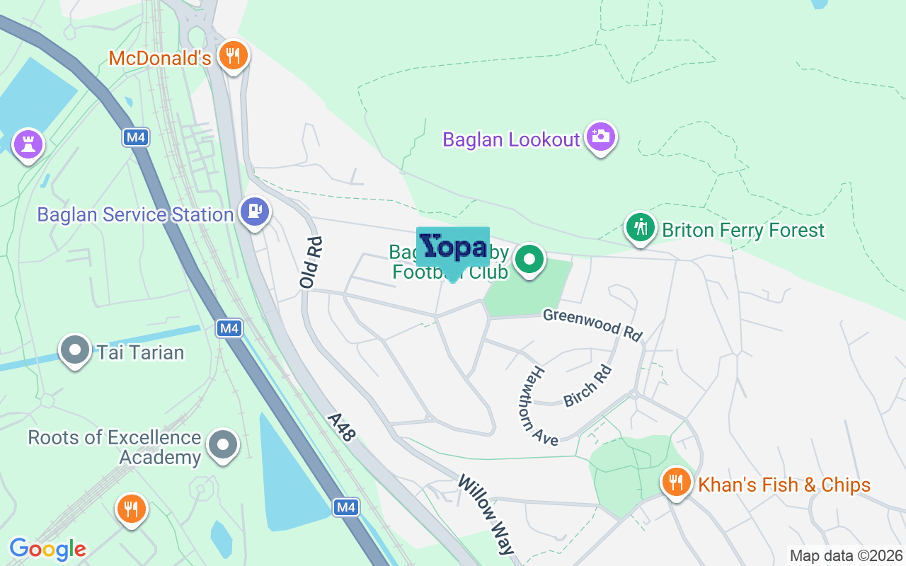 Map showing the location of SA12 8NB