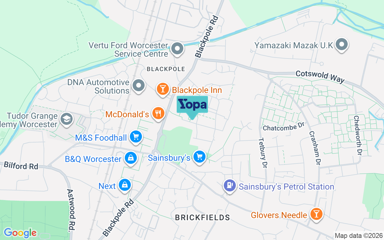 Map showing the location of WR4 9XB
