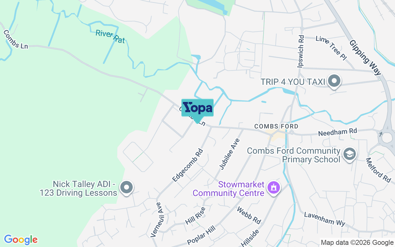 Map showing the location of IP14 2DD