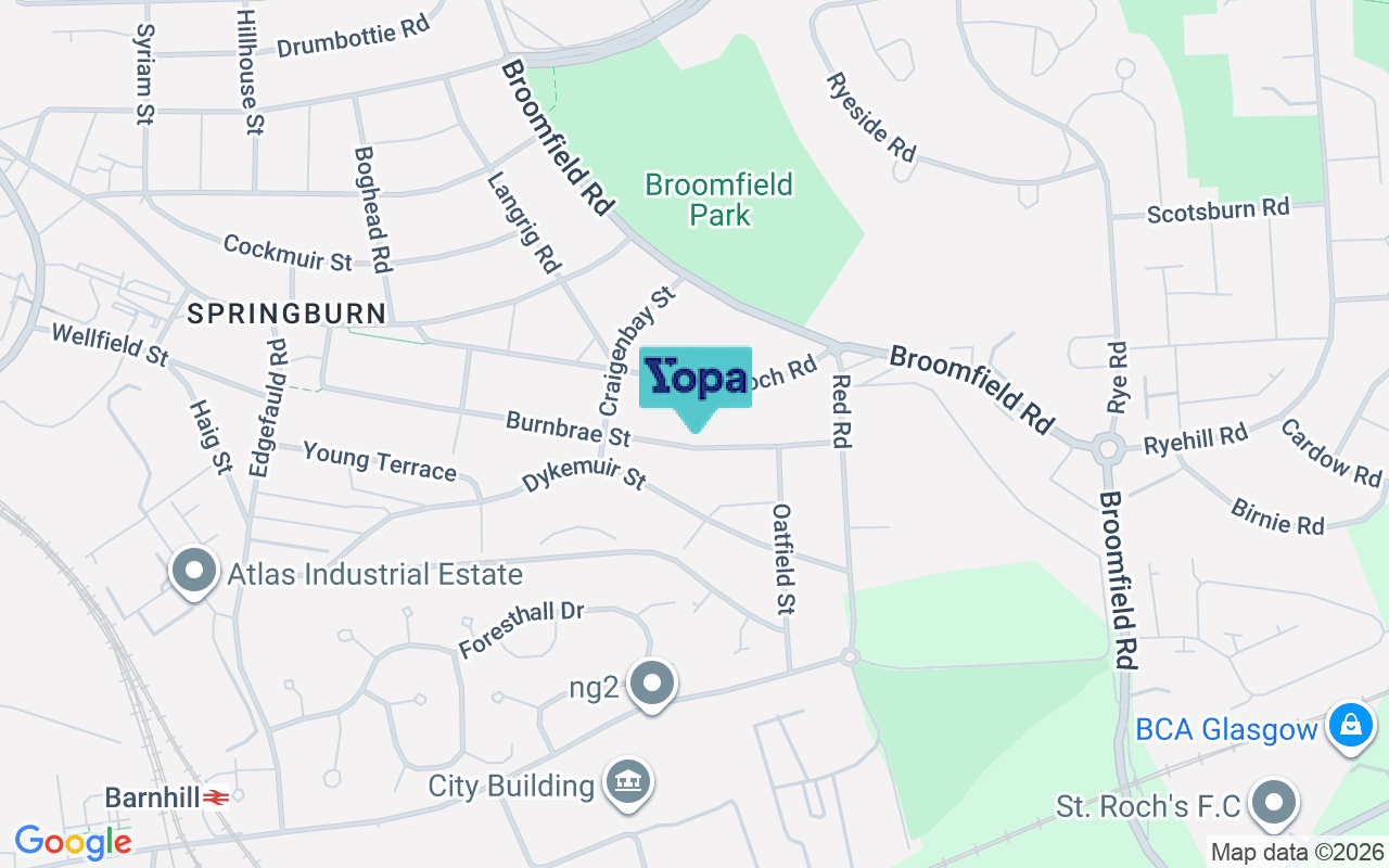 Map showing the location of G21 4LB