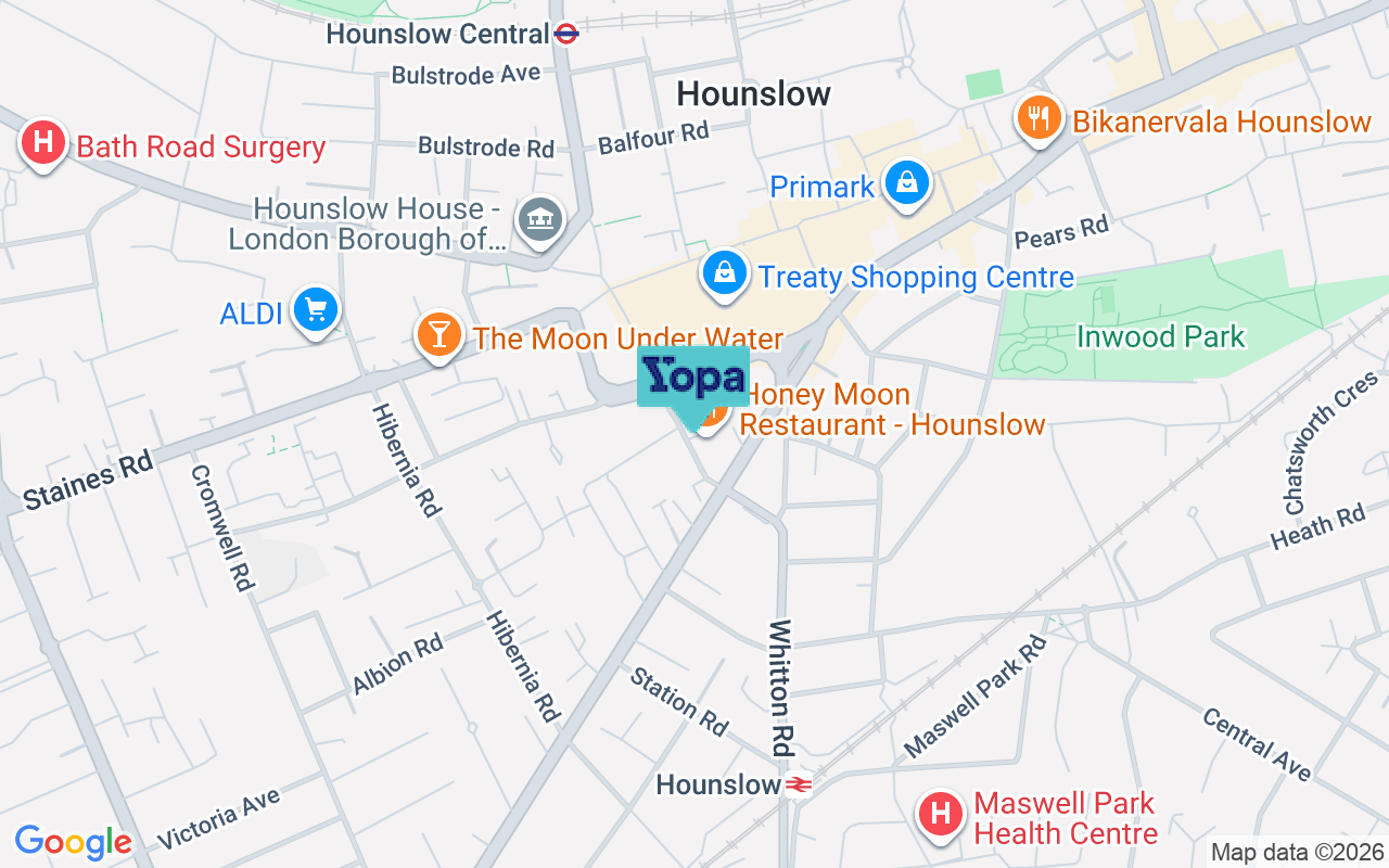 Map showing the location of TW3 3PB