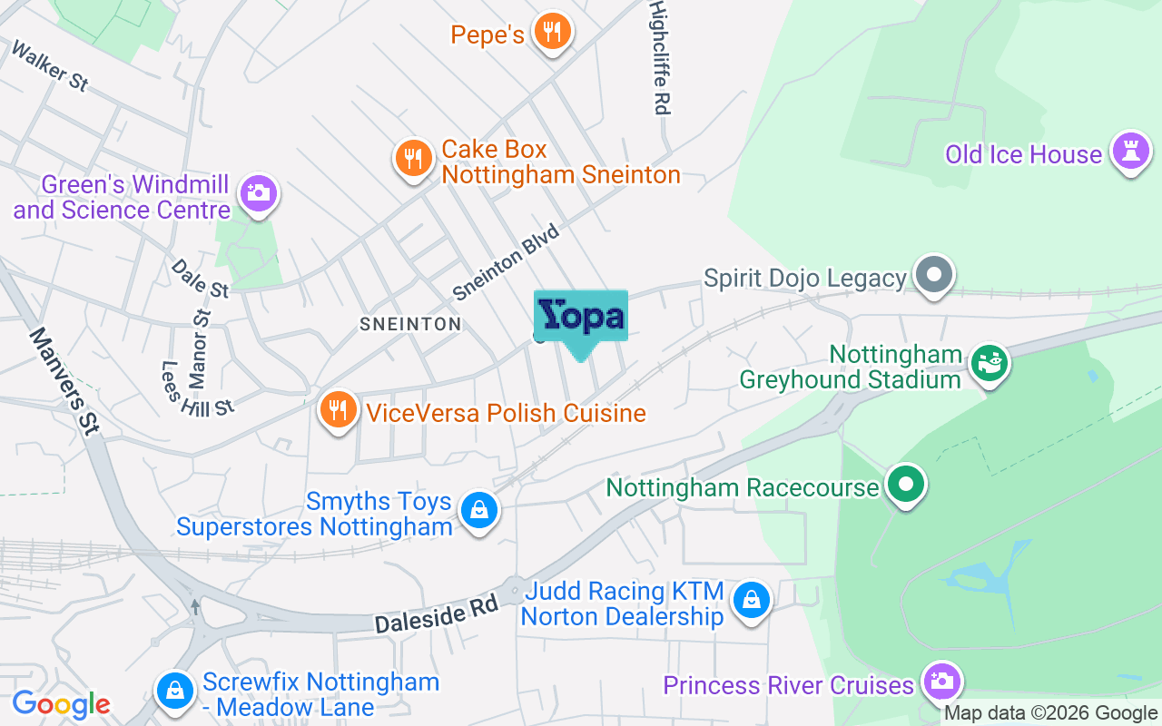 Map showing the location of NG2 4AW