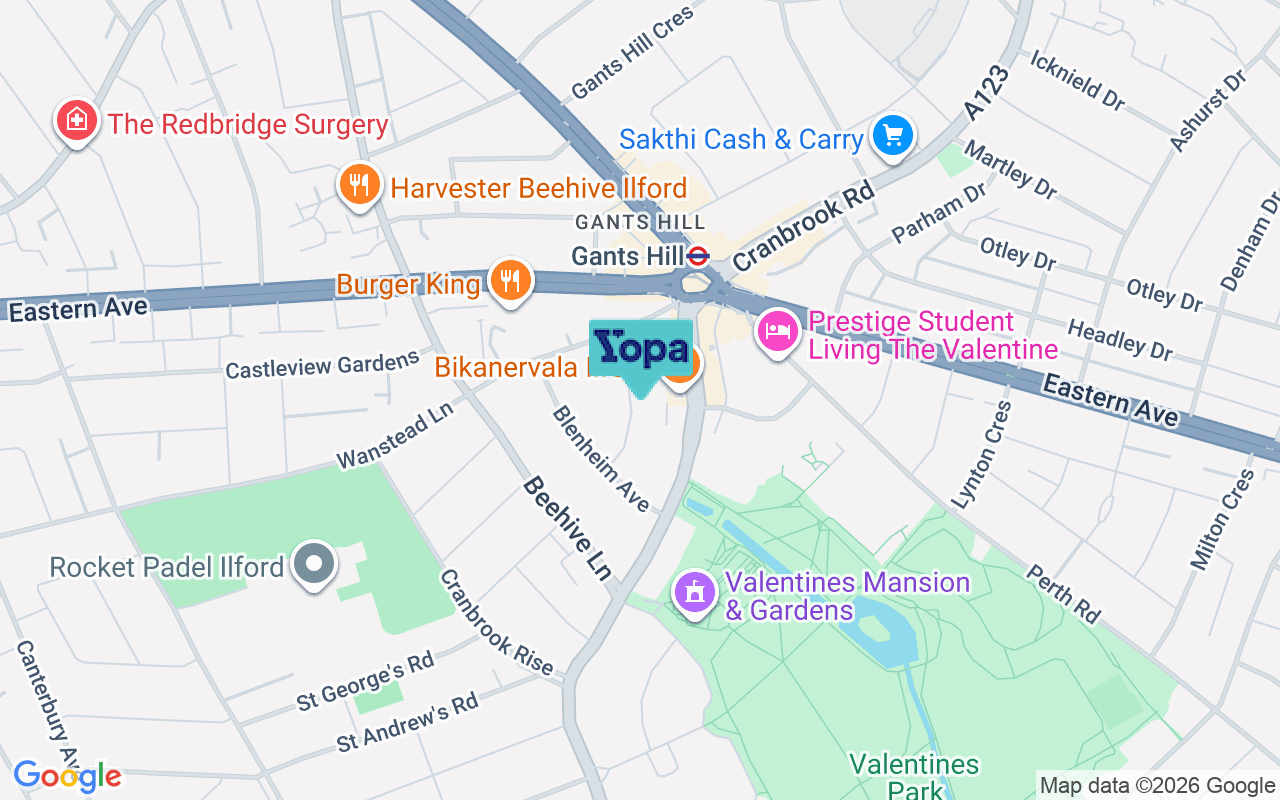 Map showing the location of IG2 6JF