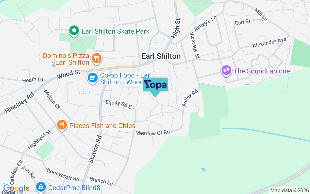 Map showing the location of LE9 7DW
