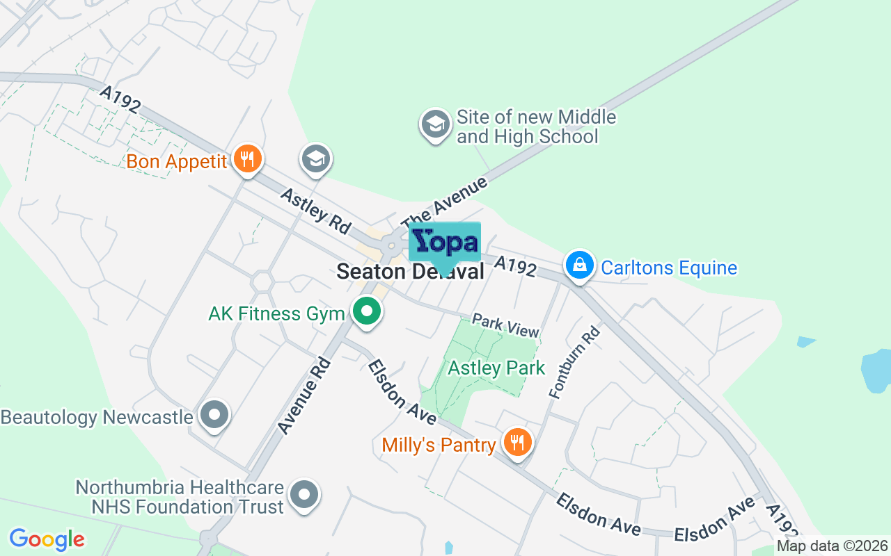 Map showing the location of NE25 0AF