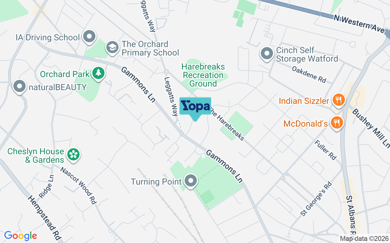 Map showing the location of WD24 5NA