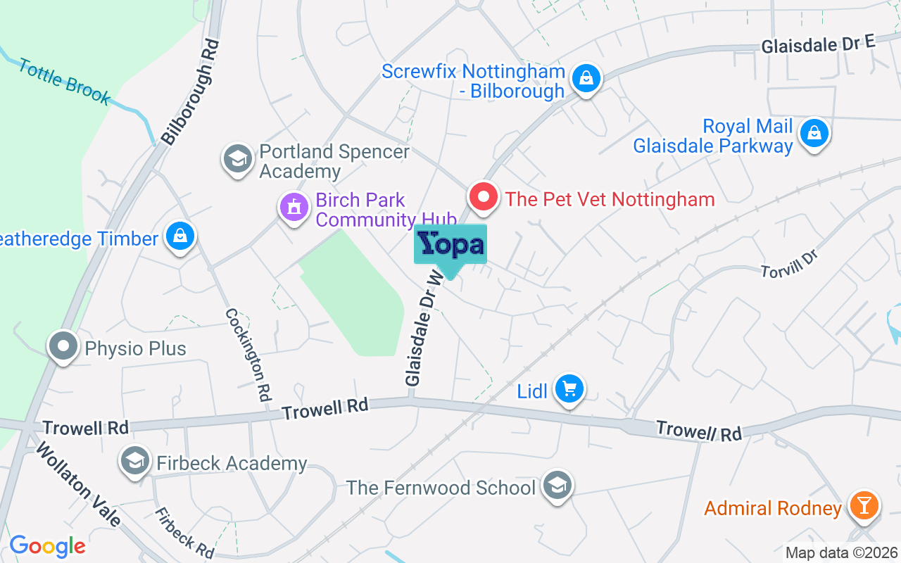 Map showing the location of NG8 4GY