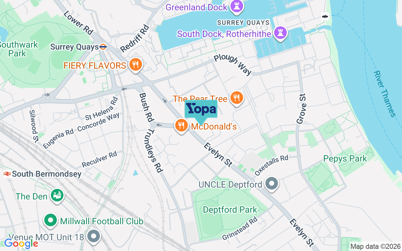 Map showing the location of SE8 5RP