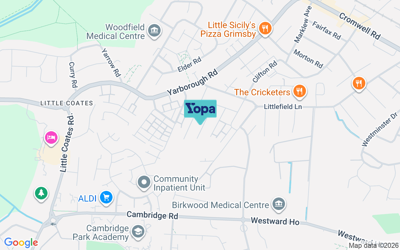 Map showing the location of DN34 4RE