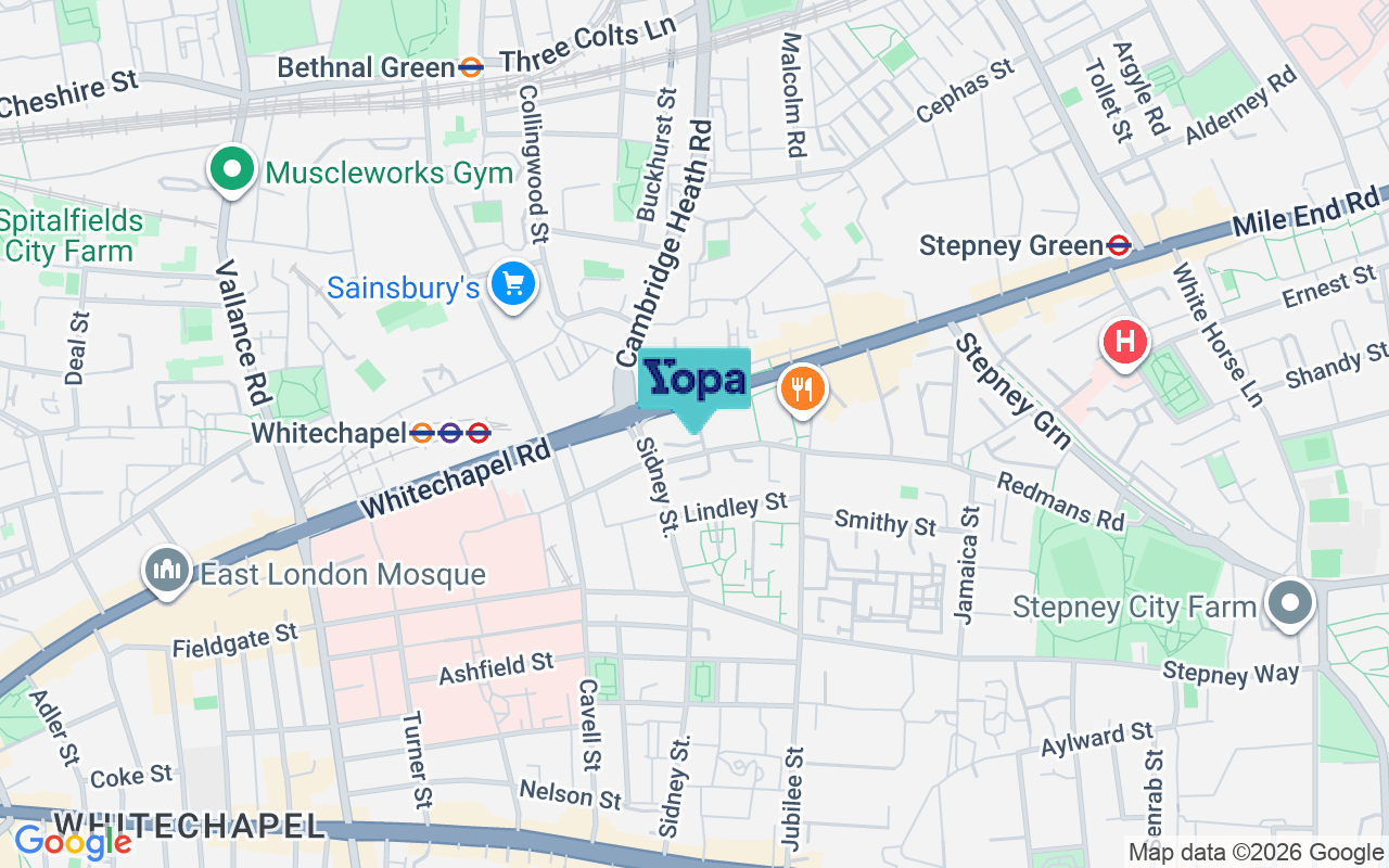 Map showing the location of E1 4UX