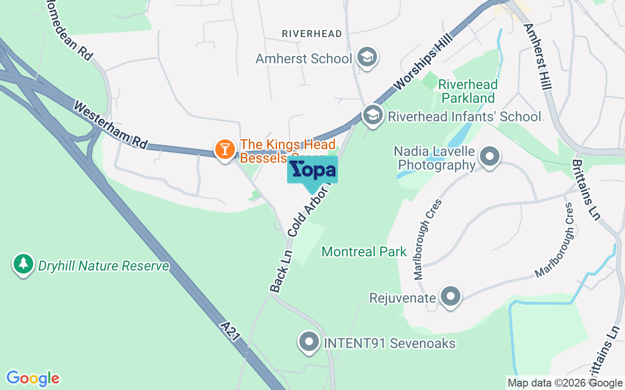 Map showing the location of TN13 2PP