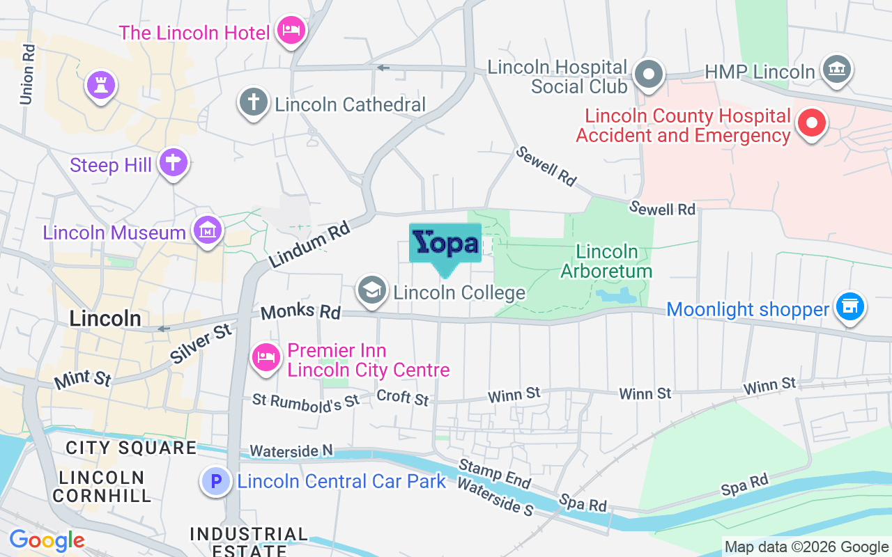 Map showing the location of LN2 5JD