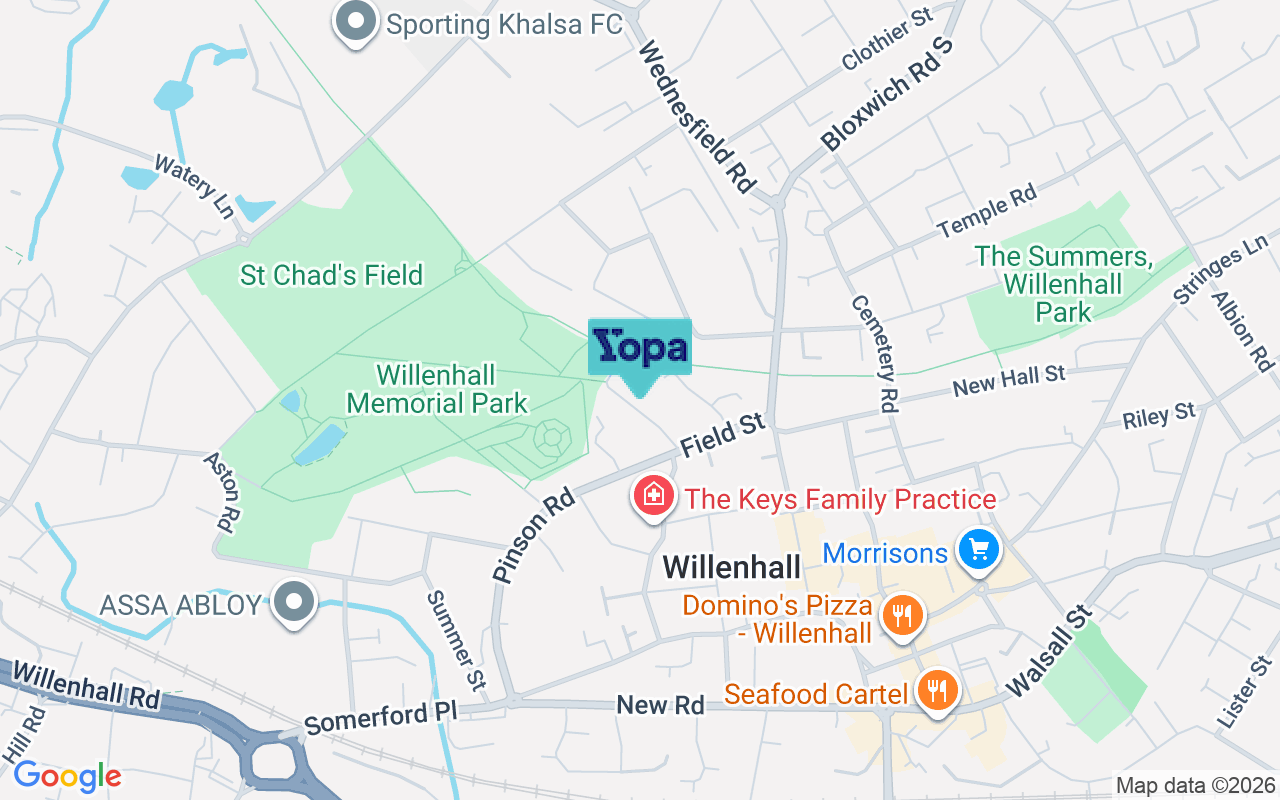Map showing the location of WV13 2PJ