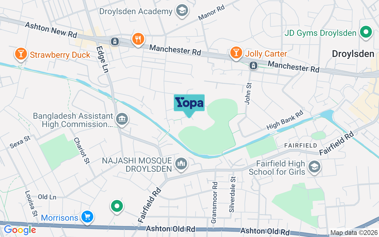 Map showing the location of M43 6QJ