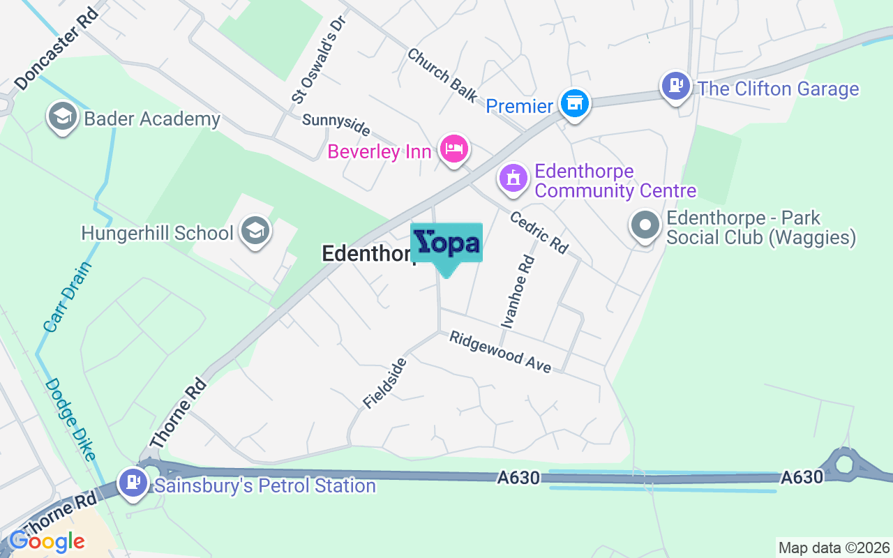Map showing the location of DN3 2JT