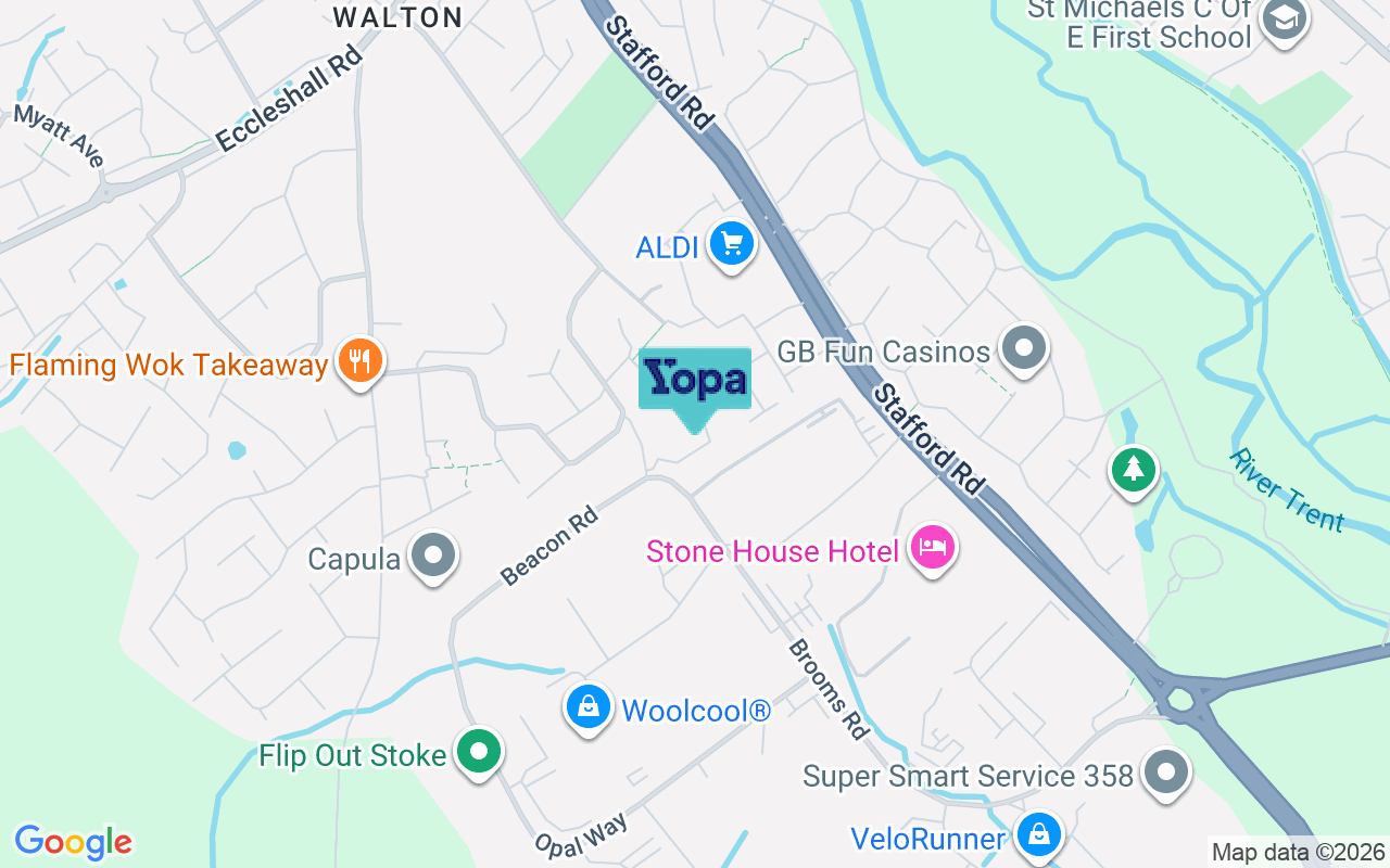Map showing the location of ST15 0FE
