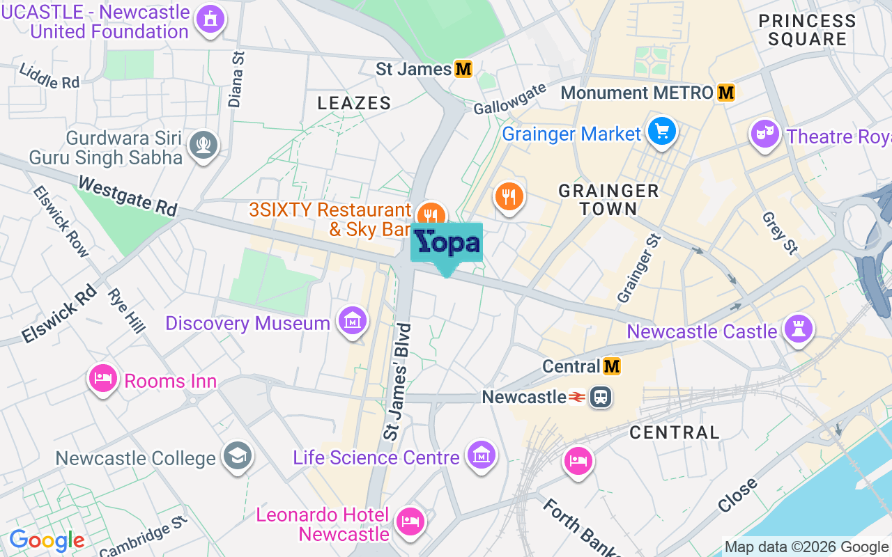 Map showing the location of NE1 4AG