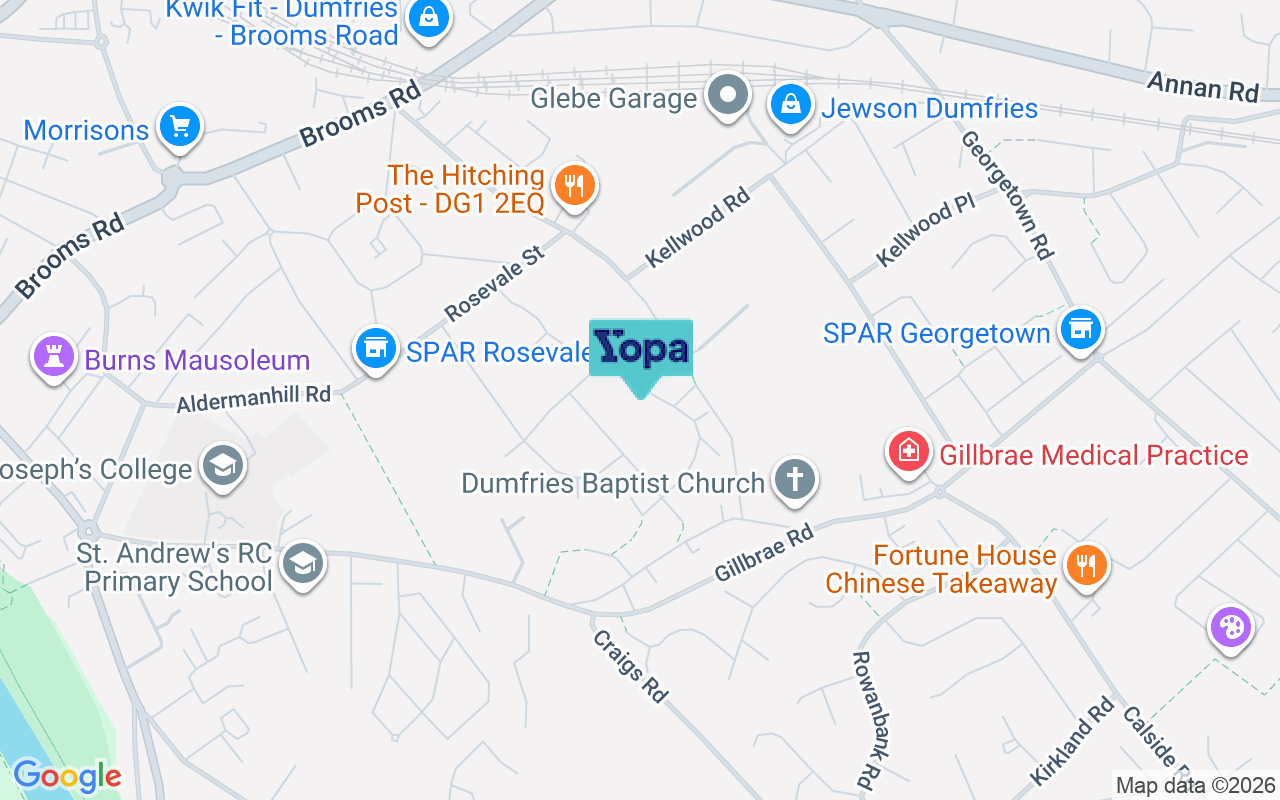 Map showing the location of DG1 4HT