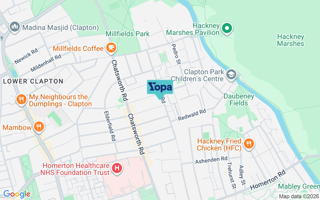 Map showing the location of E5 0JR