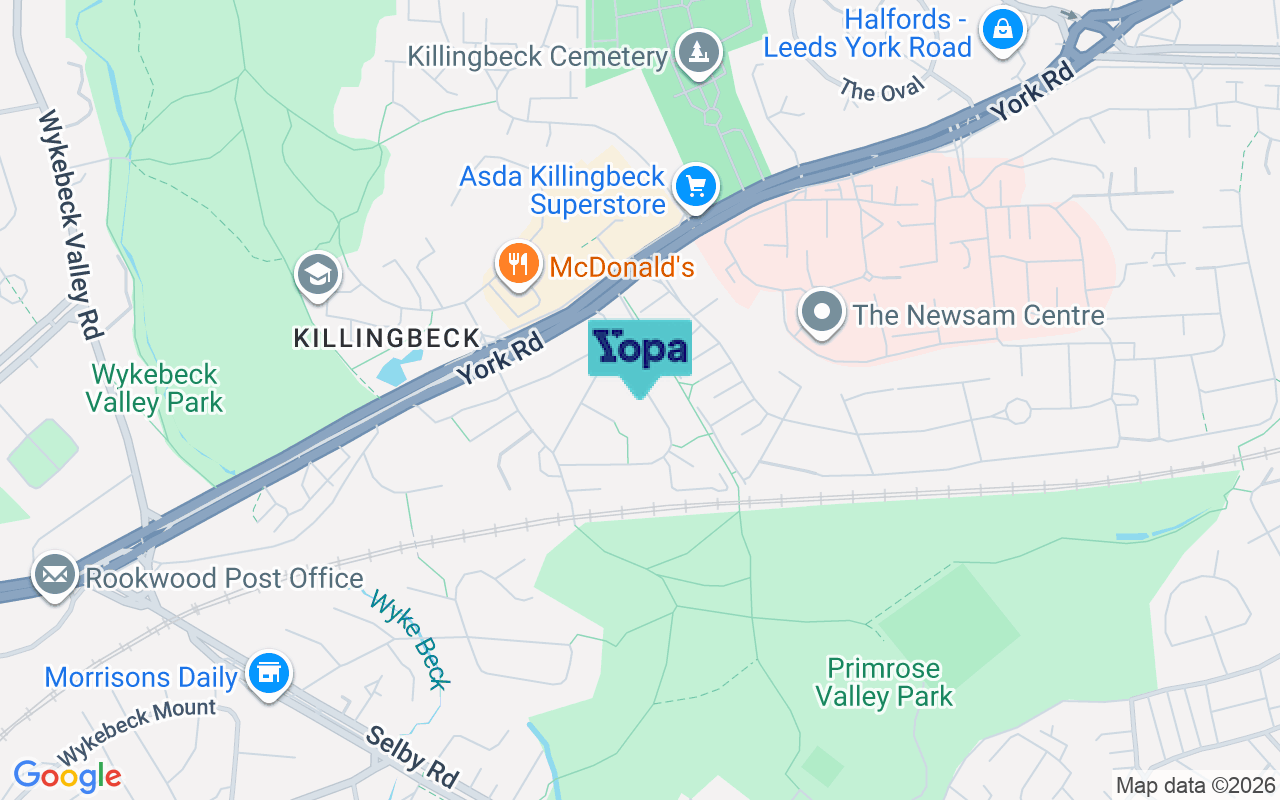Map showing the location of LS14 6AF