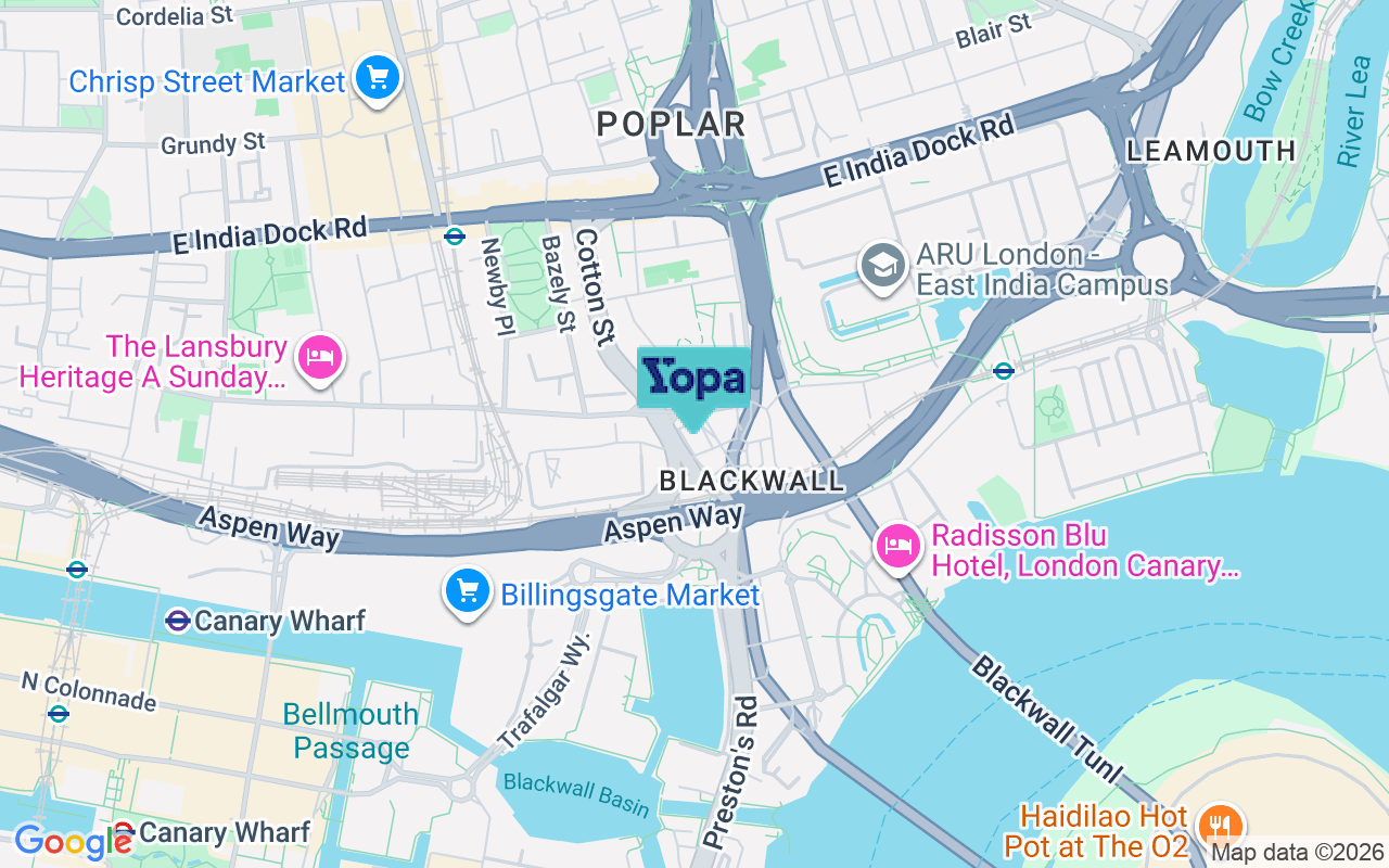Map showing the location of E14 0RF