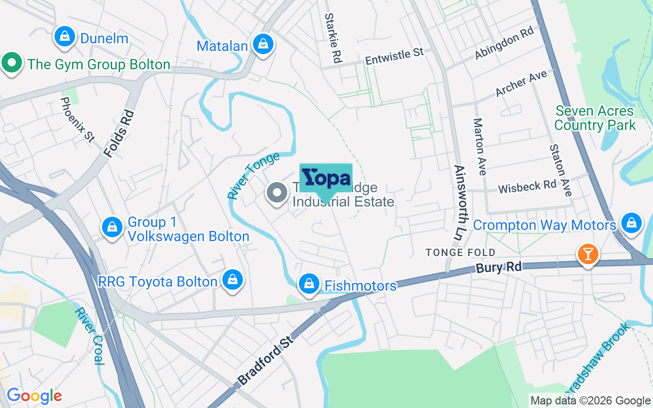 Map showing the location of BL2 6AA