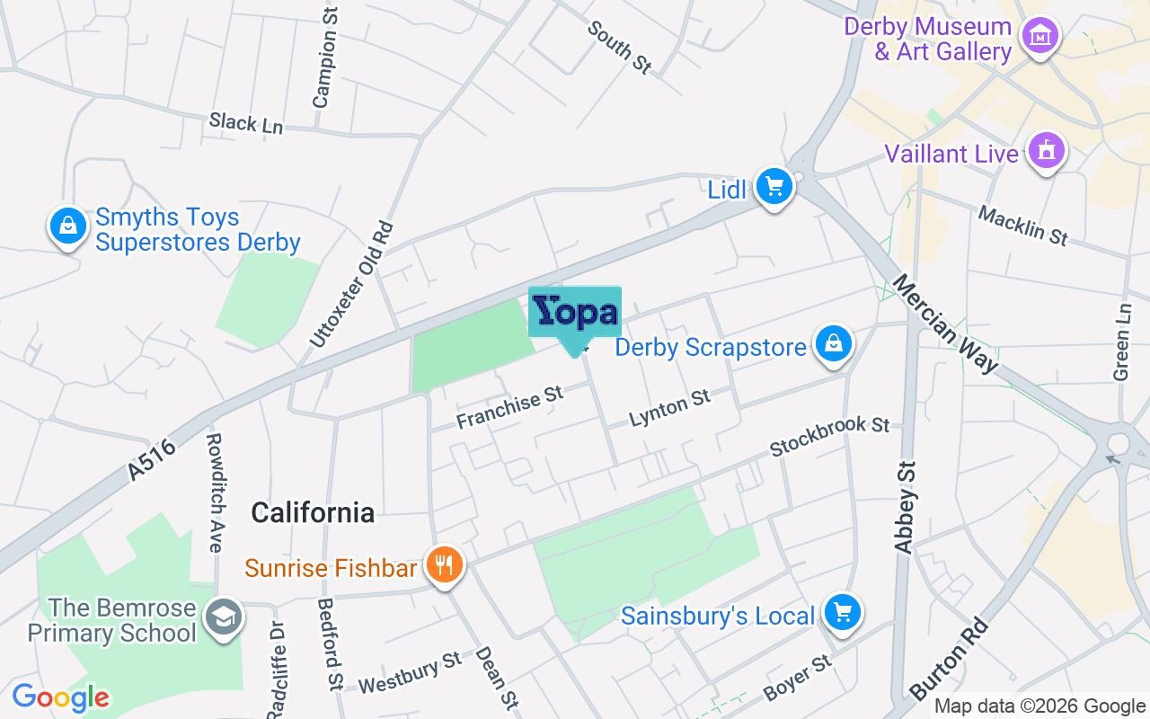 Map showing the location of DE22 3RF