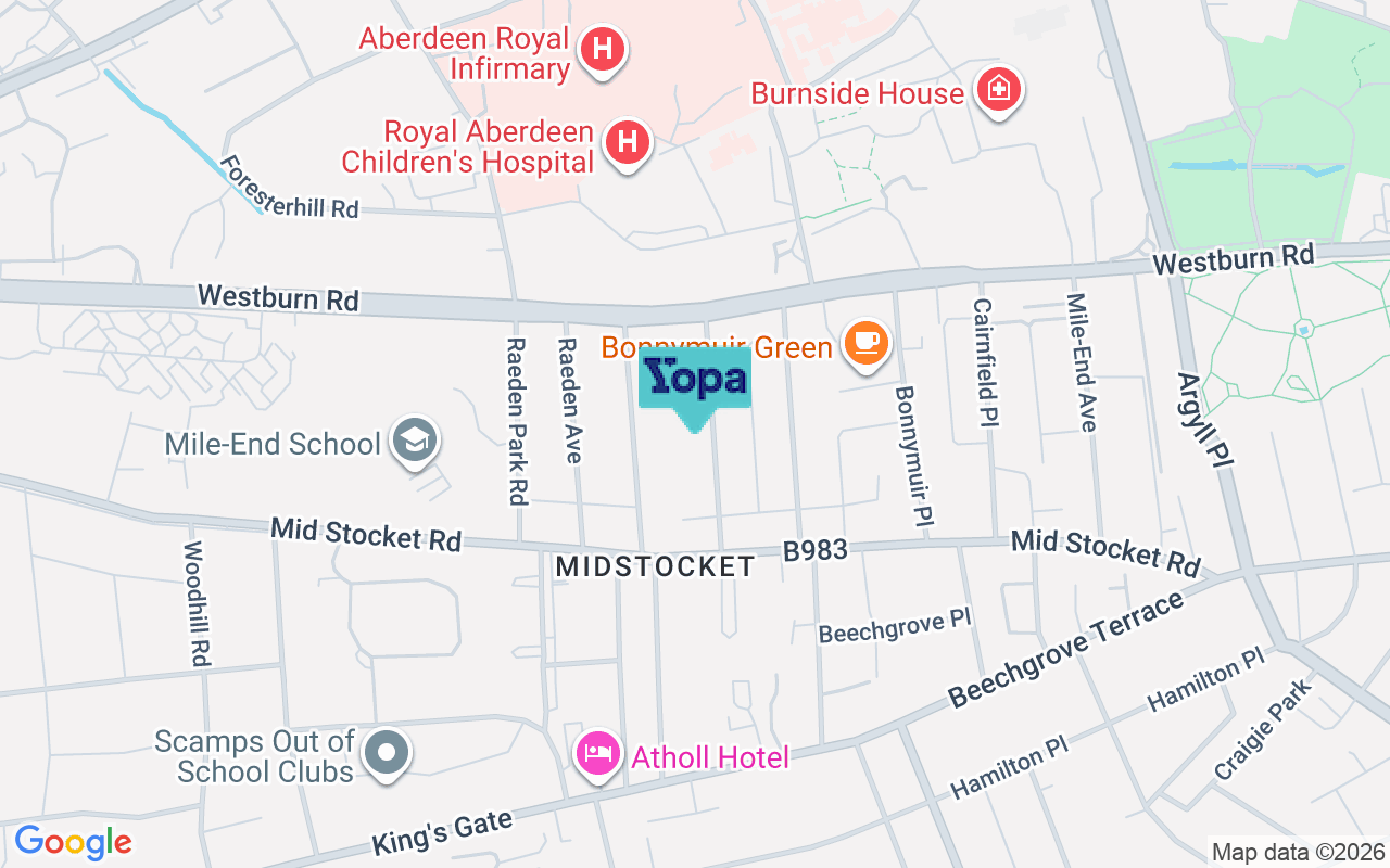 Map showing the location of AB15 5NW