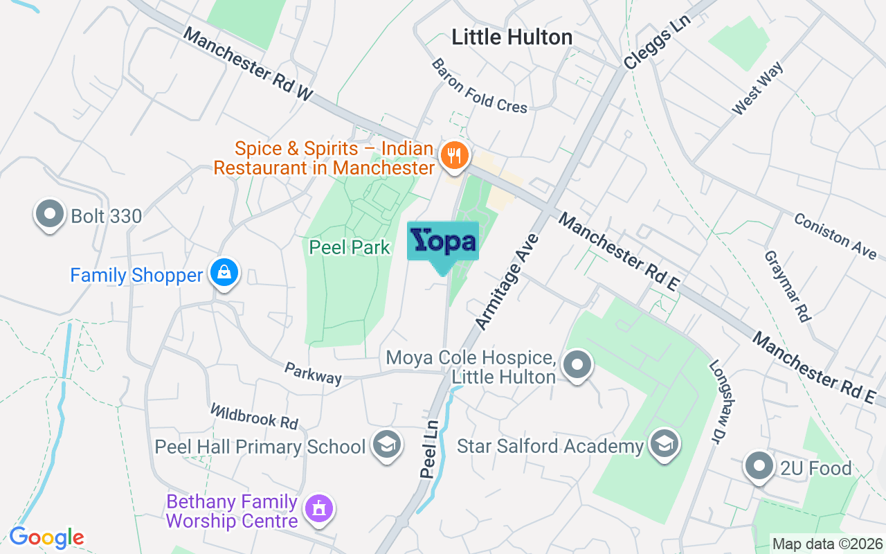 Map showing the location of M38 0BS