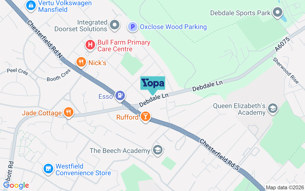 Map showing the location of NG19 7HA