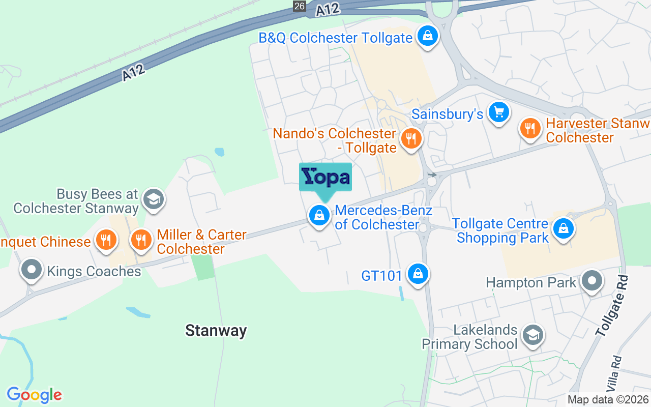 Map showing the location of CO3 8PB