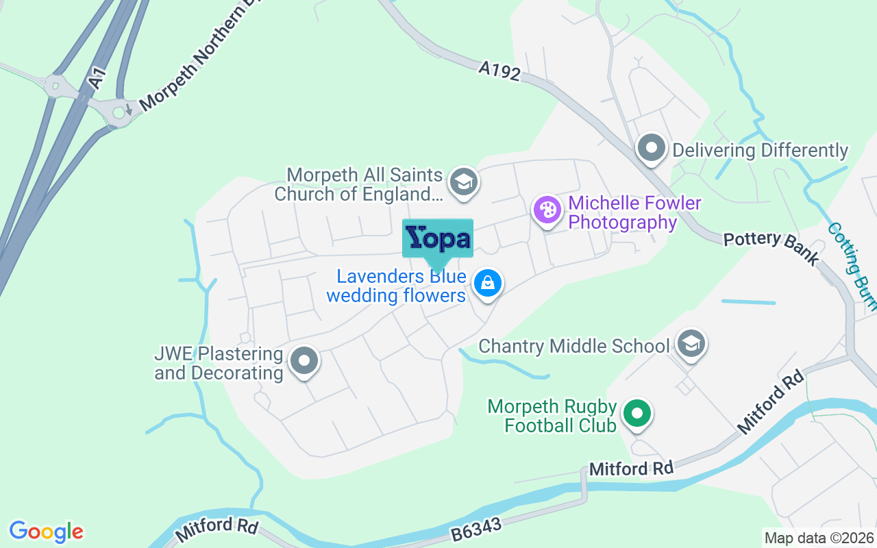 Map showing the location of NE61 3RE