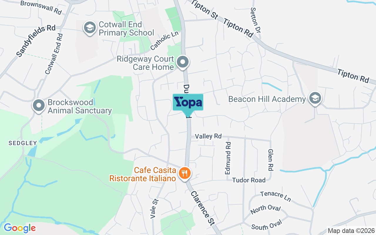 Map showing the location of DY3 1TF