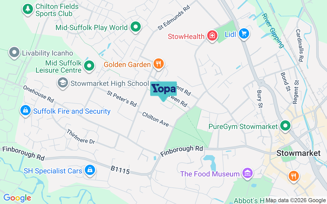 Map showing the location of IP14 1JY