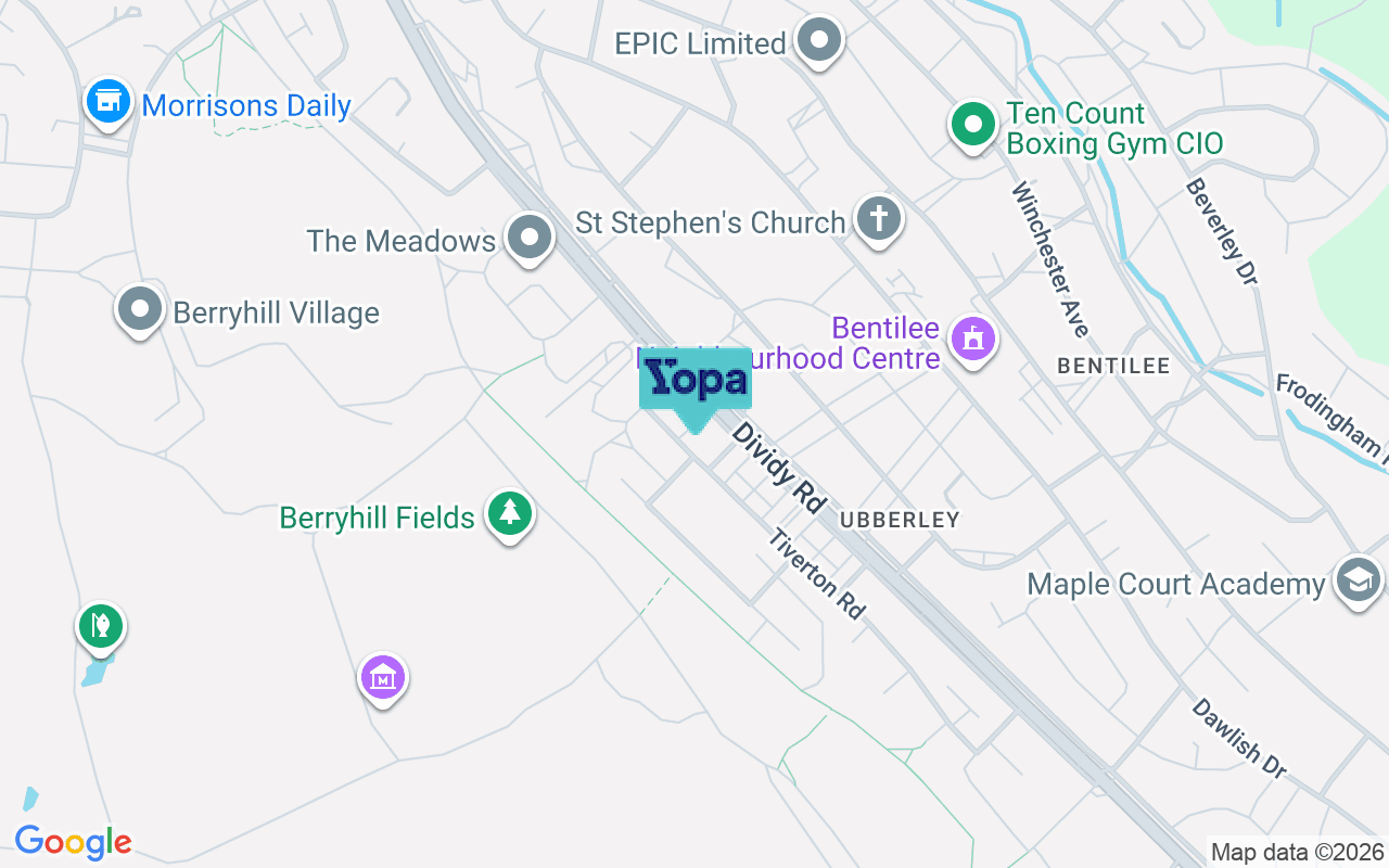 Map showing the location of ST2 0AB