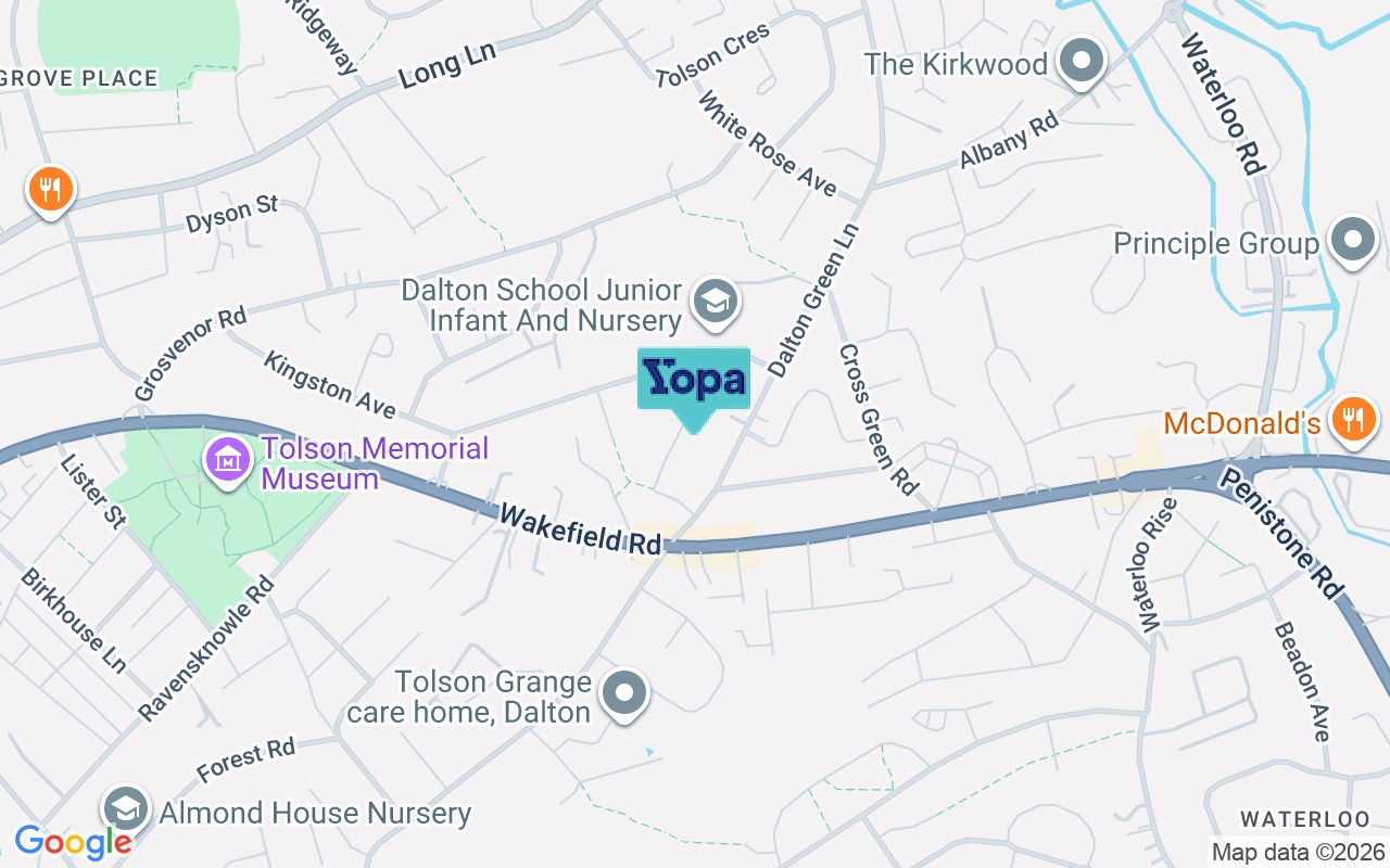 Map showing the location of HD5 9YA