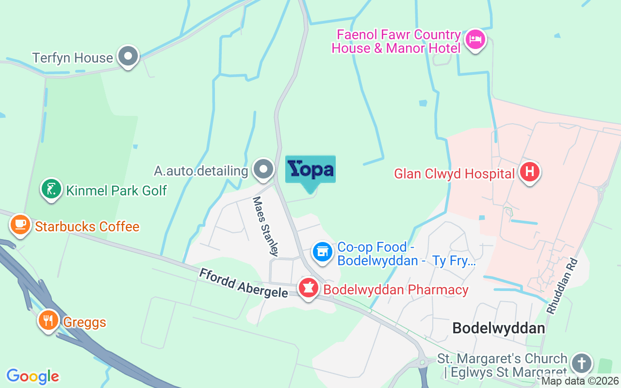 Map showing the location of LL18 5TP
