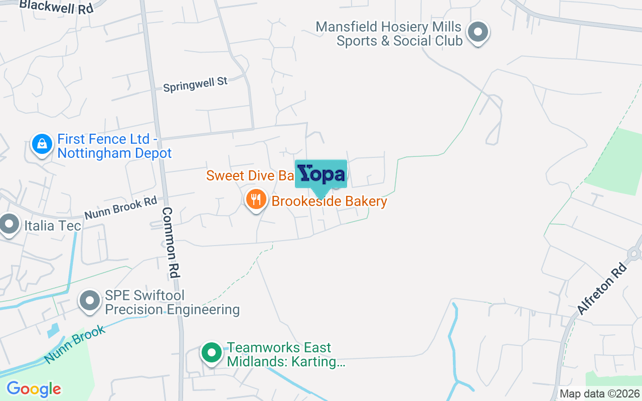 Map showing the location of NG17 2TG