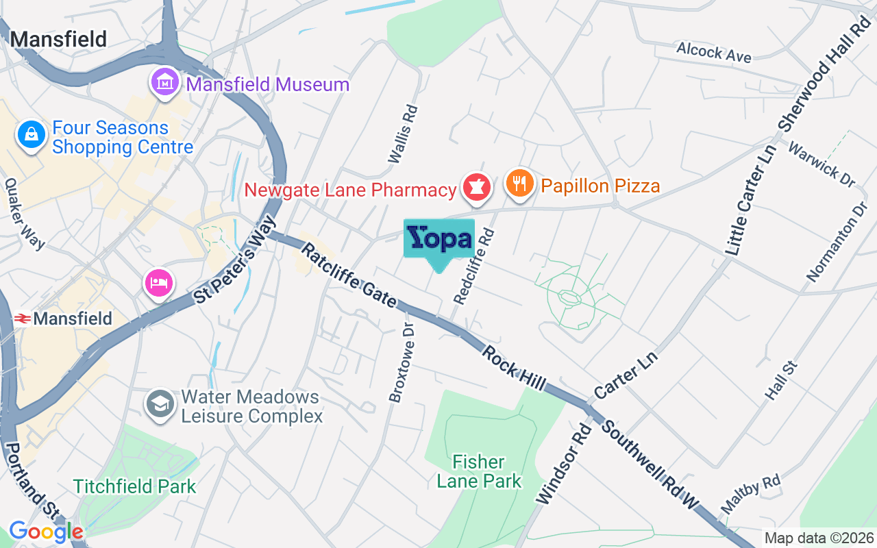 Map showing the location of NG18 2LH