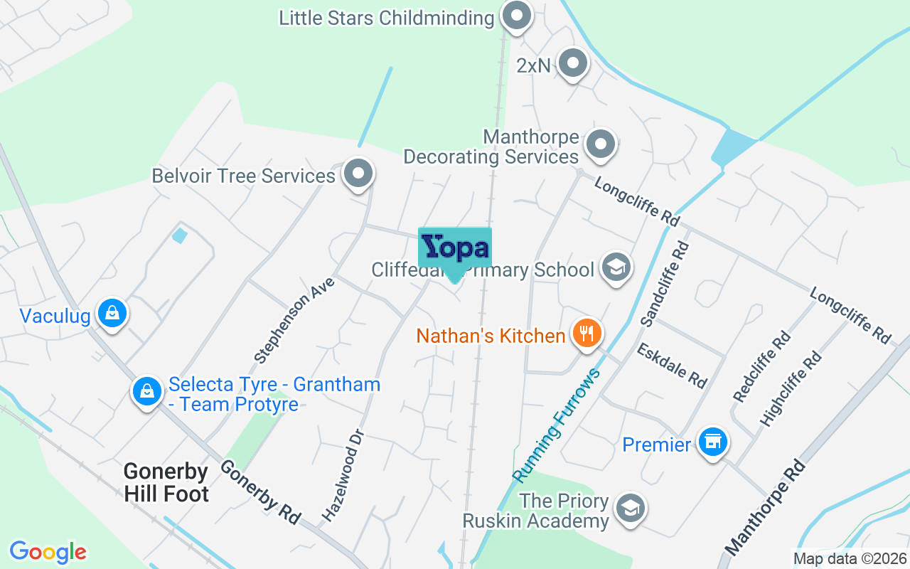 Map showing the location of NG31 8QH