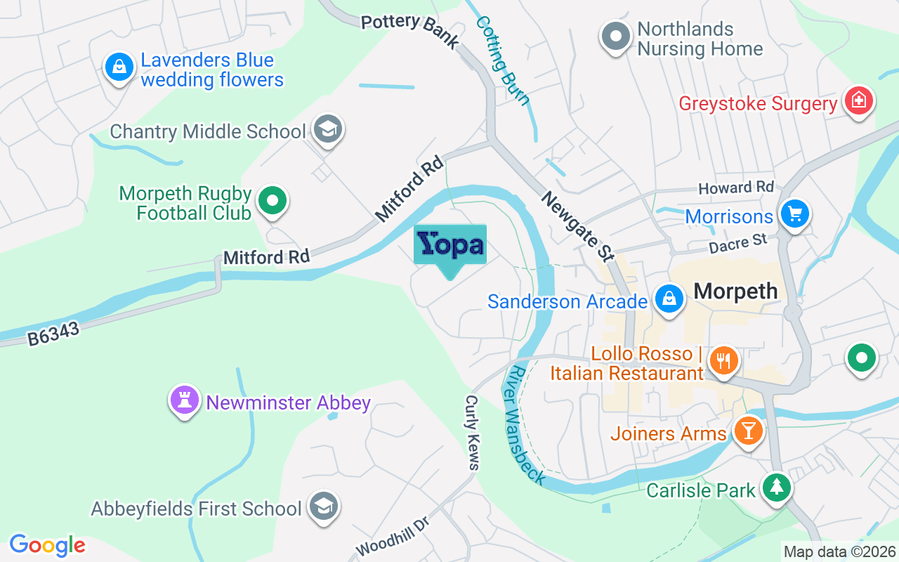 Map showing the location of NE61 1QX