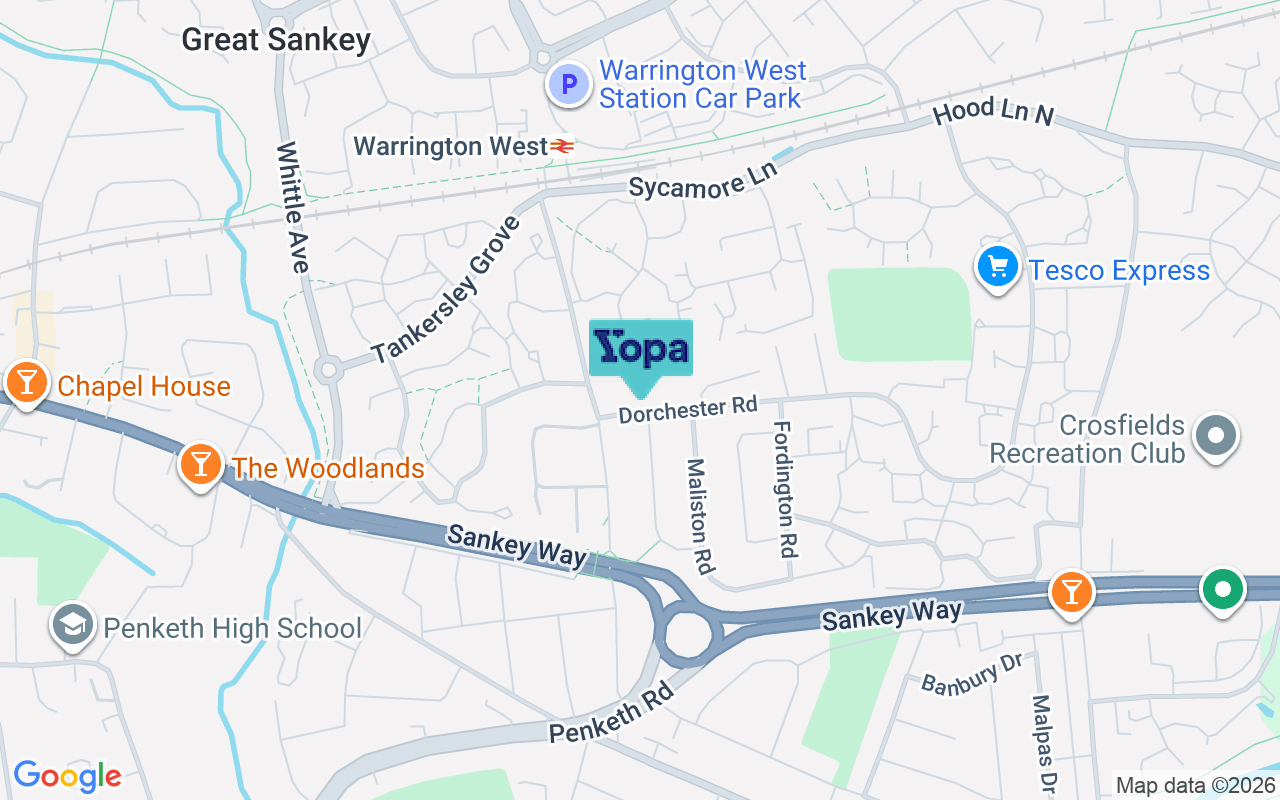 Map showing the location of WA5 1JZ