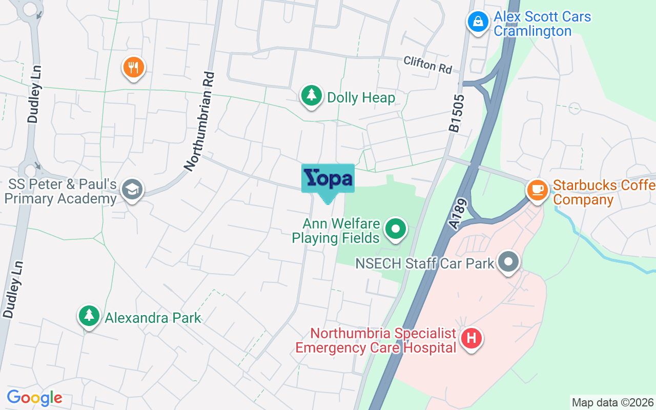 Map showing the location of NE23 6HR