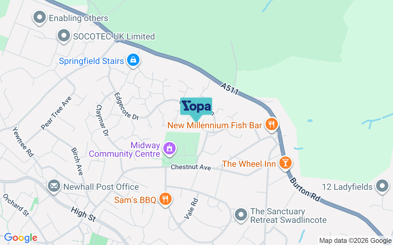 Map showing the location of DE11 0XN