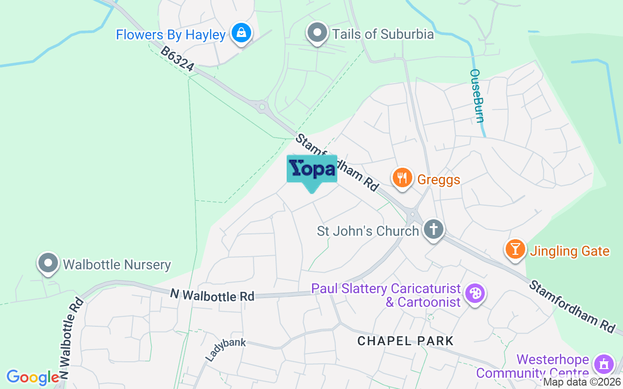 Map showing the location of NE5 1YR